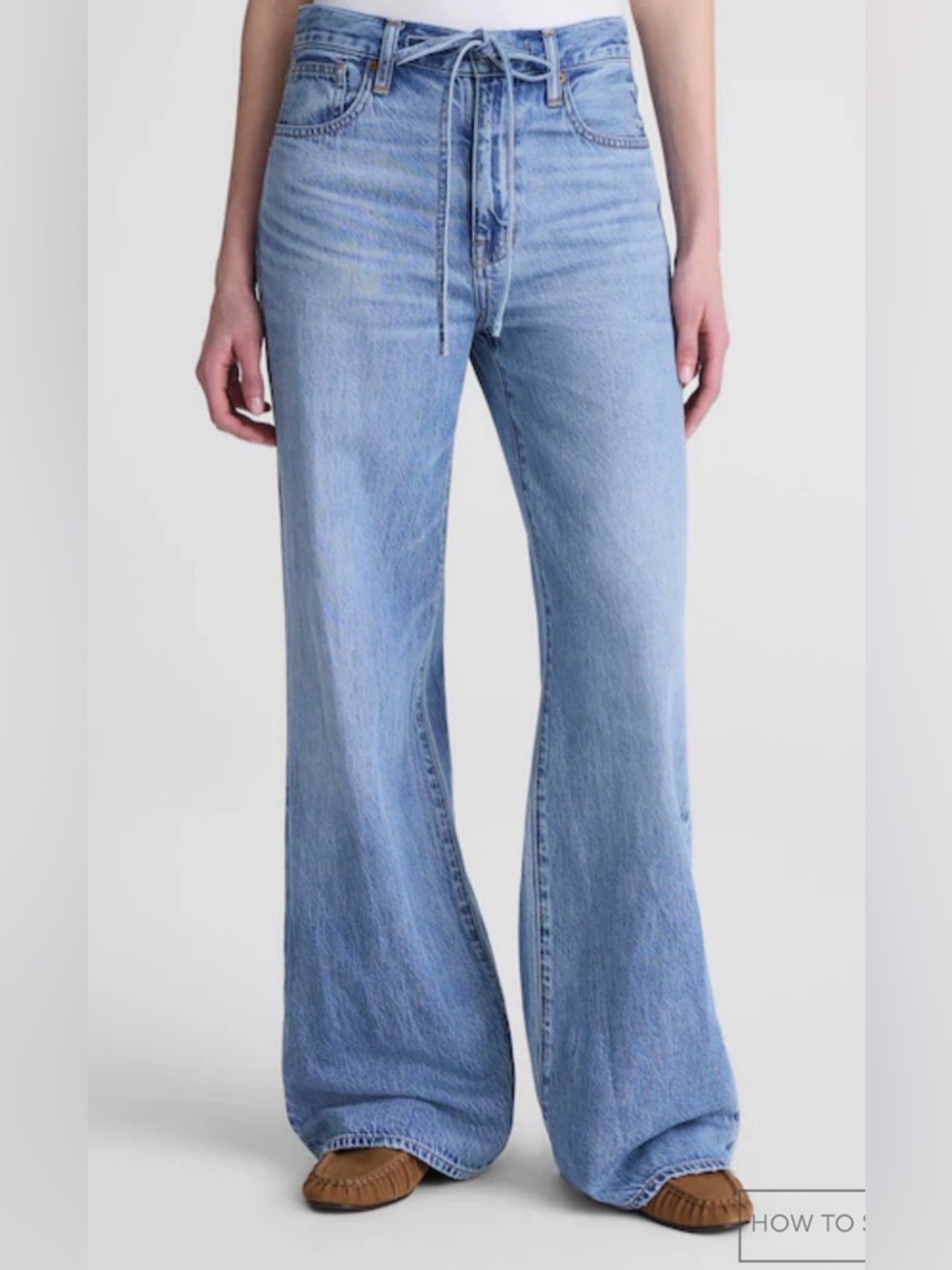Madewell Light Blue High-Rise Wide-Leg Tie-Waist Jeans